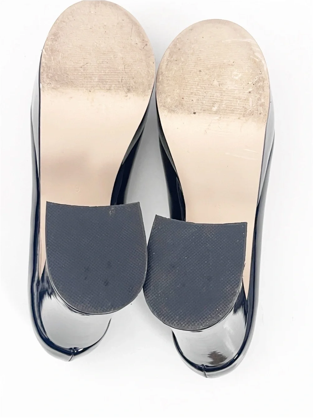LULUS Joanah Black Patent Leather Round Toe Chunky Platform Block Heels Size 9